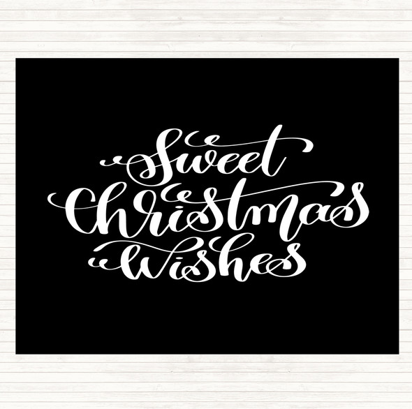 Black White Christmas Sweet Xmas Wishes Quote Mouse Mat Pad