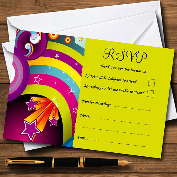 Red Star Rainbow Personalised RSVP Cards