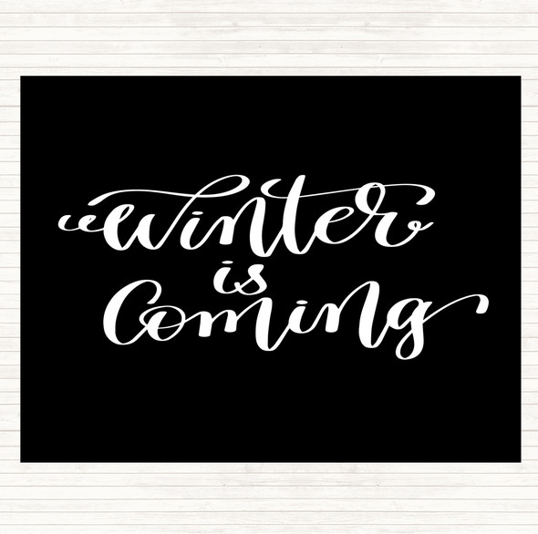 Black White Christmas Winter Is Coming Quote Mouse Mat Pad
