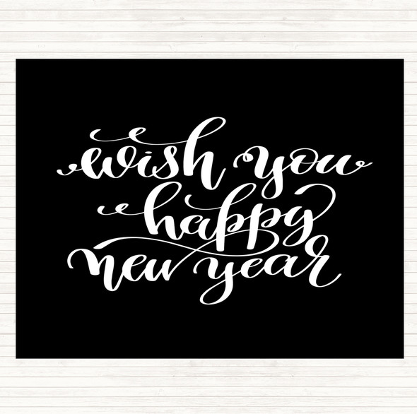 Black White Christmas Wish Happy New Year Quote Mouse Mat Pad