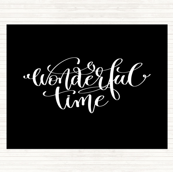 Black White Christmas Wonderful Time Quote Dinner Table Placemat