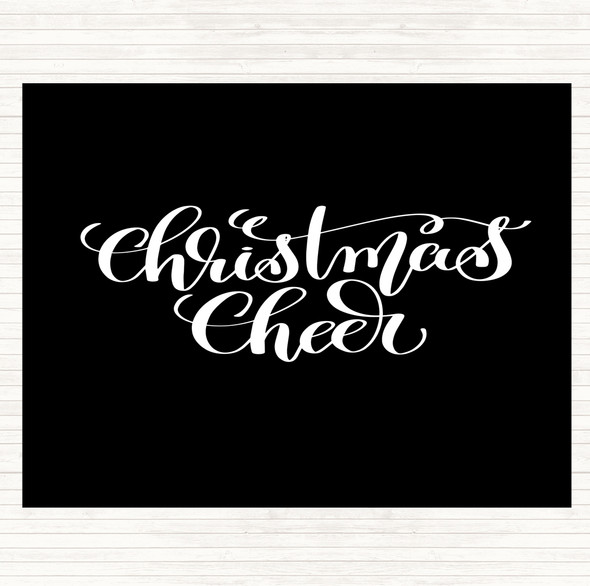 Black White Christmas Xmas Cheer Quote Dinner Table Placemat