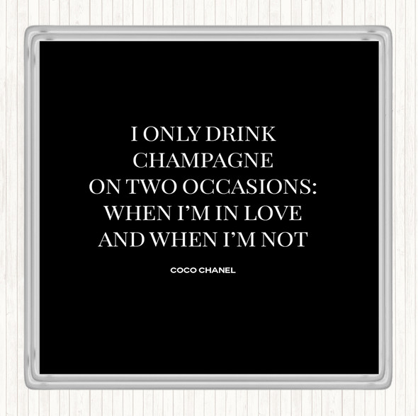 Black White Coco Chanel Champagne Quote Drinks Mat Coaster