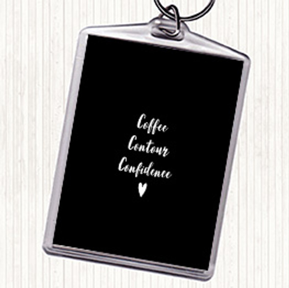 Black White Coffee Contour Confidence Quote Bag Tag Keychain Keyring