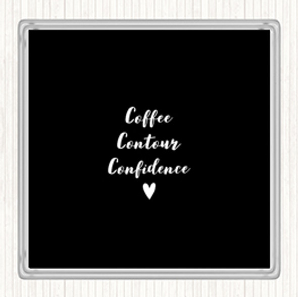 Black White Coffee Contour Confidence Quote Drinks Mat Coaster