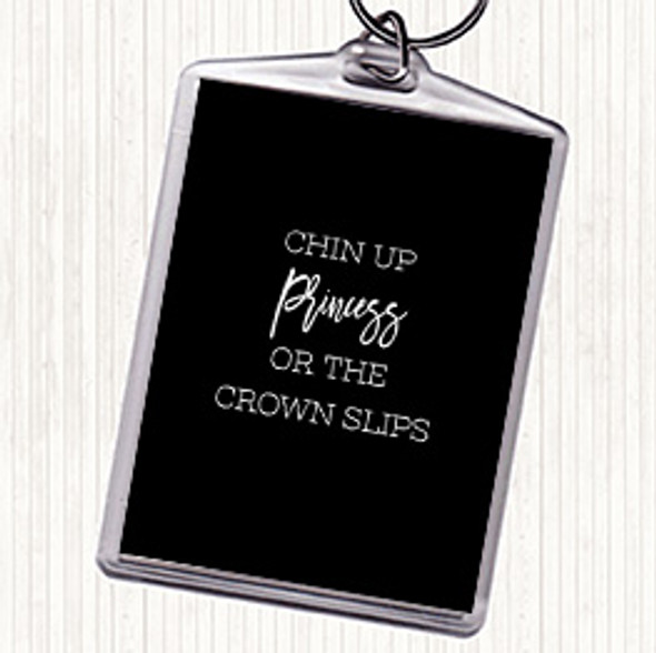 Black White Crown Slips Quote Bag Tag Keychain Keyring