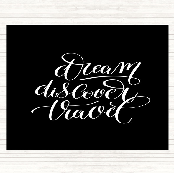 Black White Discover Travel Quote Mouse Mat Pad