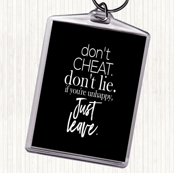 Black White Don't Cheat Quote Bag Tag Keychain Keyring