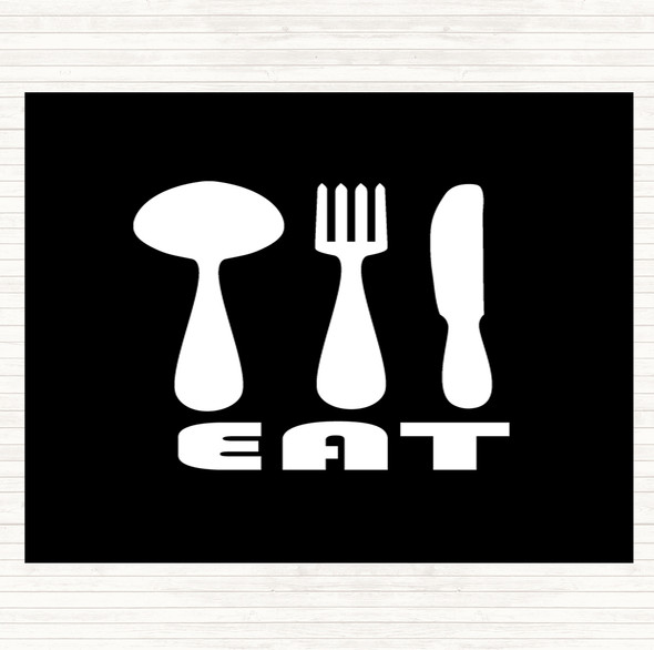 Black White Eat Quote Mouse Mat Pad