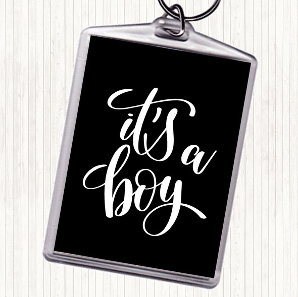 Black White A Boy Quote Bag Tag Keychain Keyring