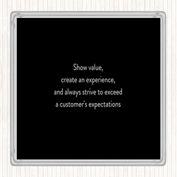 Black White Exceed Customers Expectations Quote Drinks Mat Coaster