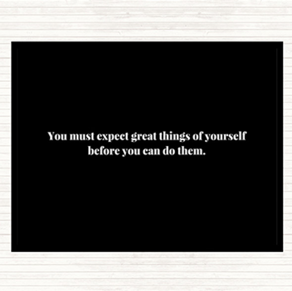 Black White Expect Great Things Quote Mouse Mat Pad