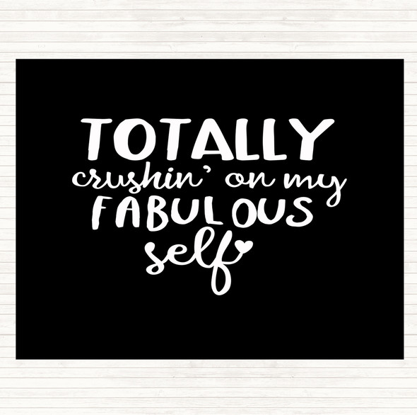 Black White Fabulous Self Quote Mouse Mat Pad