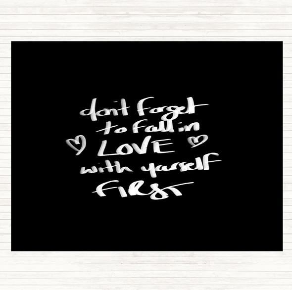 Black White Fall In Love With Yourself Quote Mouse Mat Pad