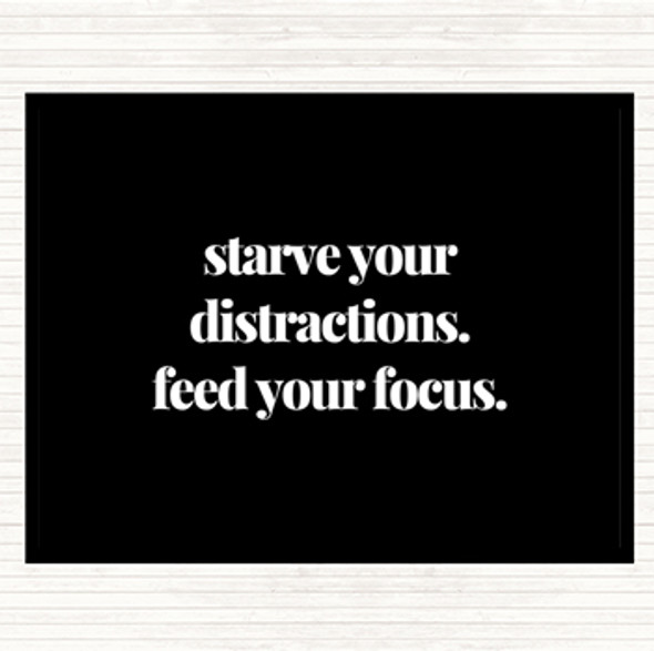 Black White Feed Your Focus Quote Mouse Mat Pad