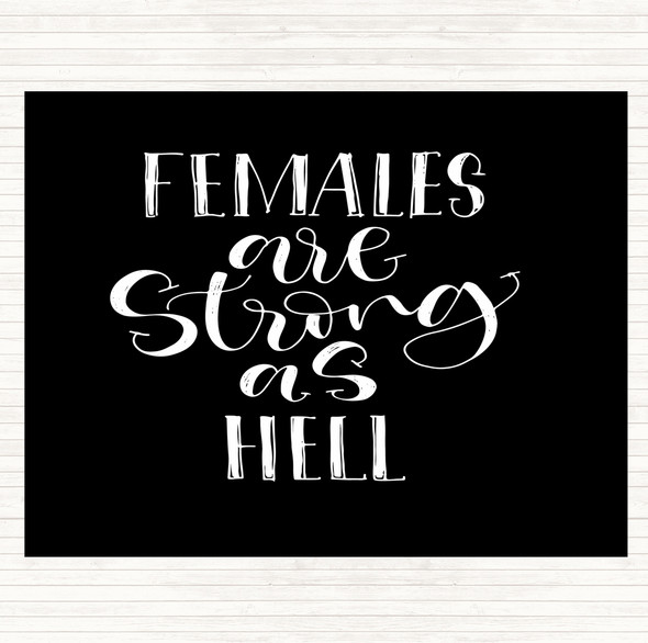 Black White Female Strong As Hell Quote Mouse Mat Pad