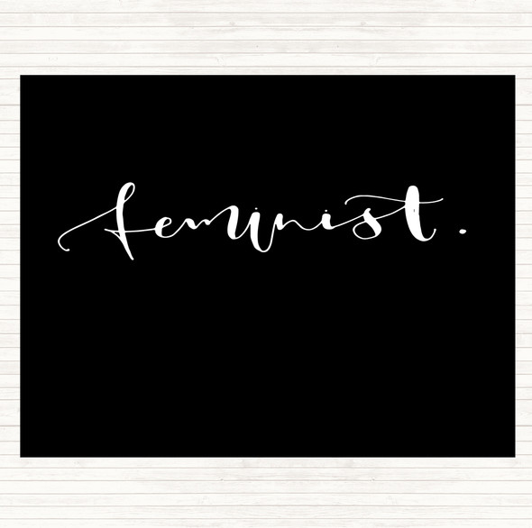 Black White Feminist Swirly Quote Mouse Mat Pad