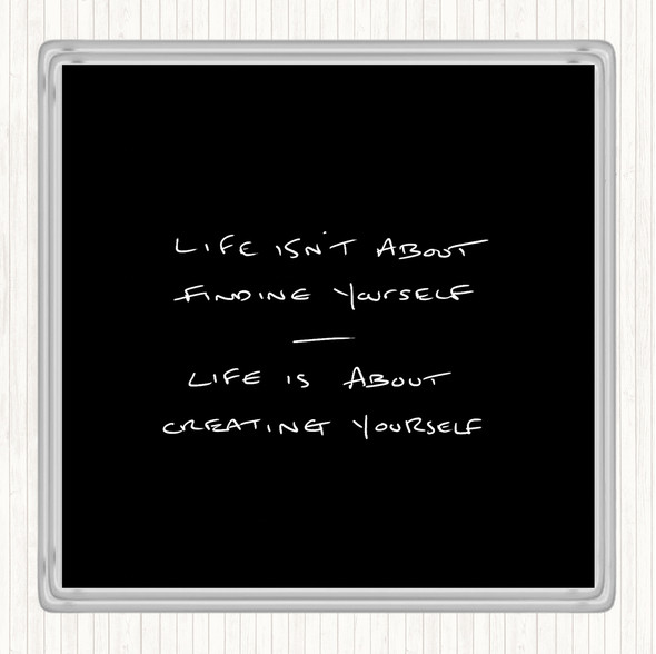 Black White Finding Yourself Quote Drinks Mat Coaster