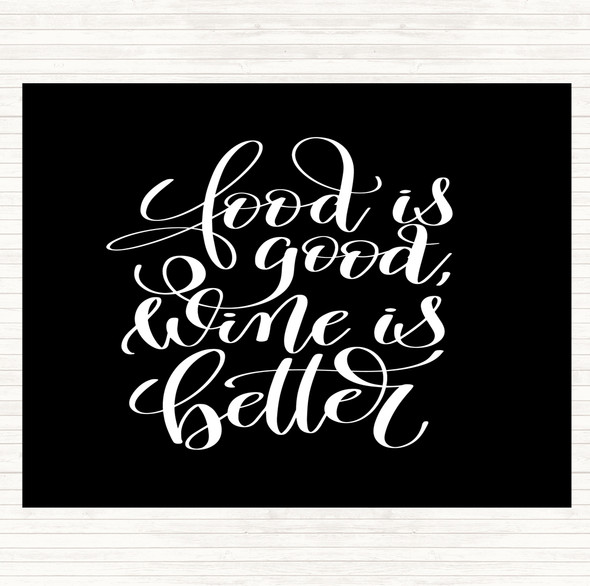 Black White Food Good Wine Better Quote Mouse Mat Pad