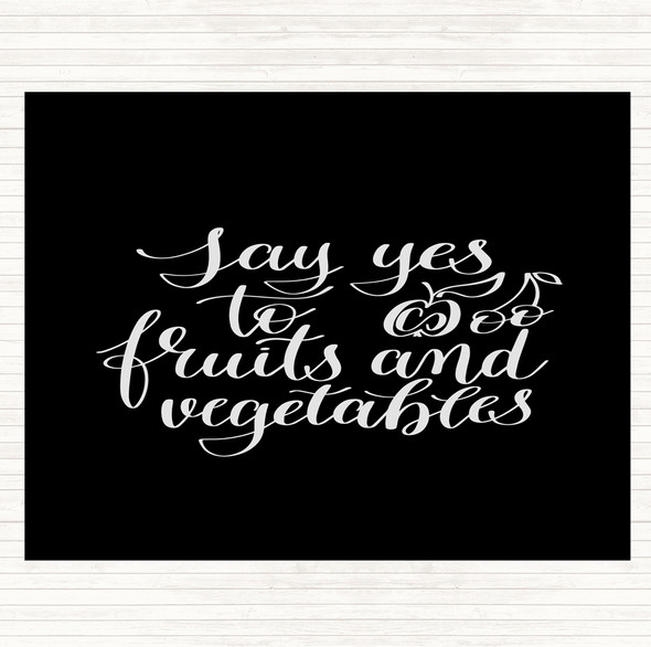 Black White Fruits And Vegetables Quote Dinner Table Placemat