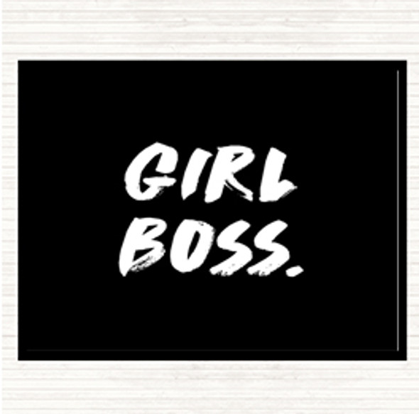 Black White Girl Boss Bold Quote Dinner Table Placemat