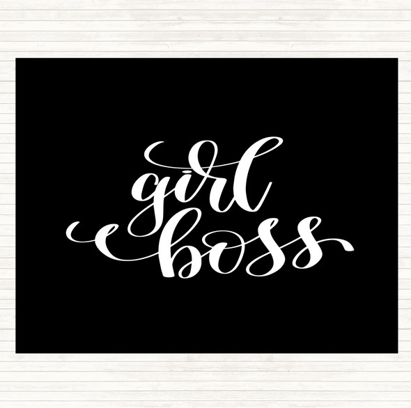 Black White Girl Boss Swirl Quote Dinner Table Placemat
