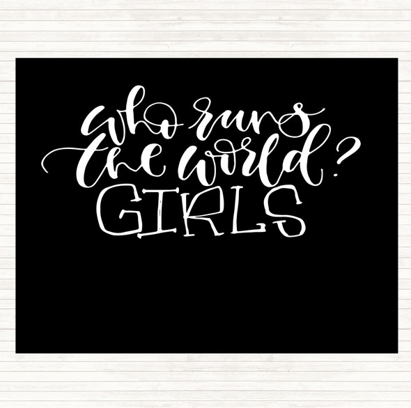 Black White Girls Rule The World Quote Dinner Table Placemat