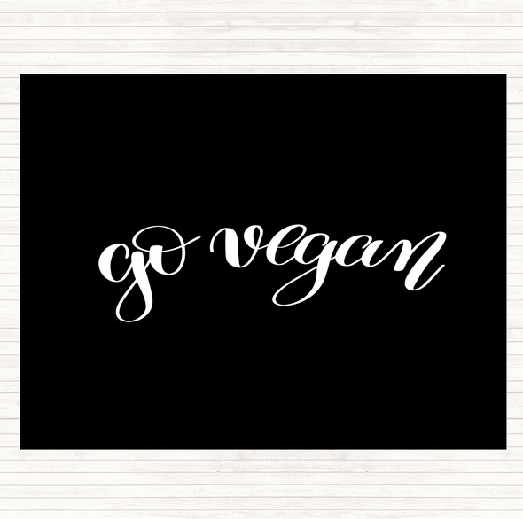 Black White Go Vegan Quote Mouse Mat Pad