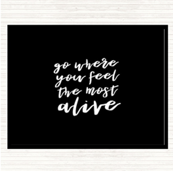 Black White Go Where You Feel Alive Quote Mouse Mat Pad