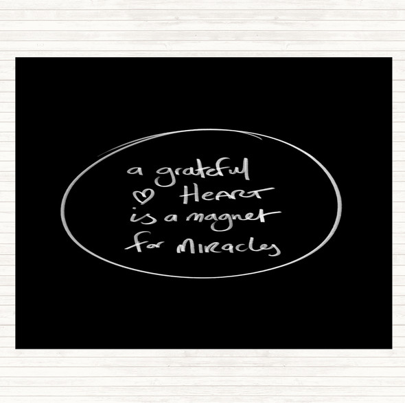 Black White Grateful Heart Quote Mouse Mat Pad