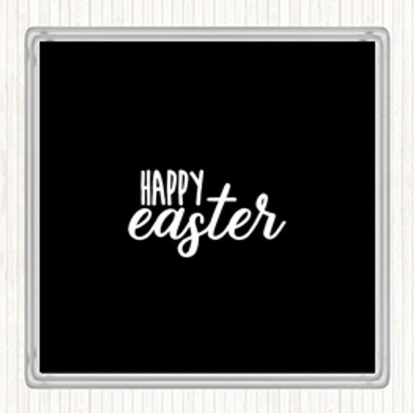 Black White Happy Easter Quote Drinks Mat Coaster