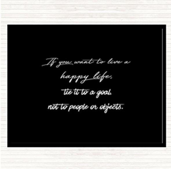 Black White Happy Life Quote Mouse Mat Pad