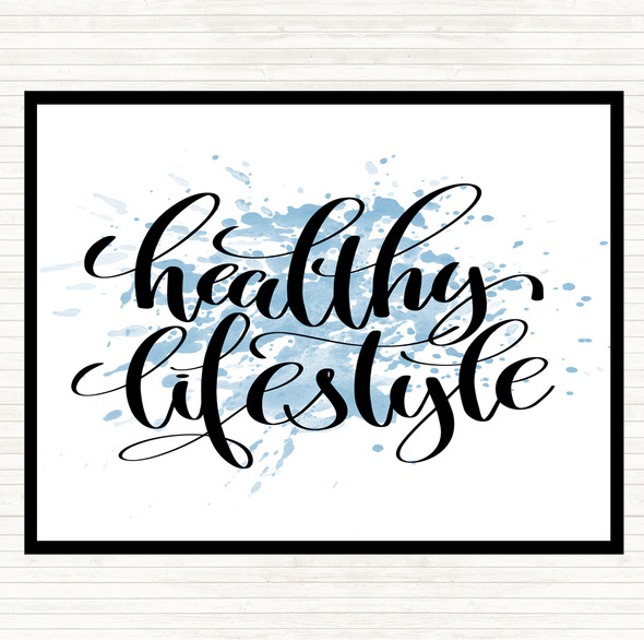 Blue White Healthy Lifestyle Inspirational Quote Mouse Mat Pad