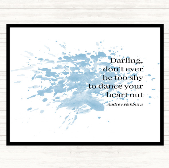 Blue White Audrey Hepburn Don't Be Shy Inspirational Quote Mouse Mat Pad