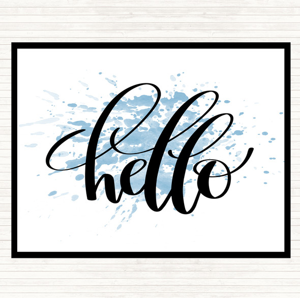 Blue White Hello Swirl Inspirational Quote Mouse Mat Pad