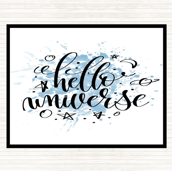 Blue White Hello Universe Inspirational Quote Mouse Mat Pad