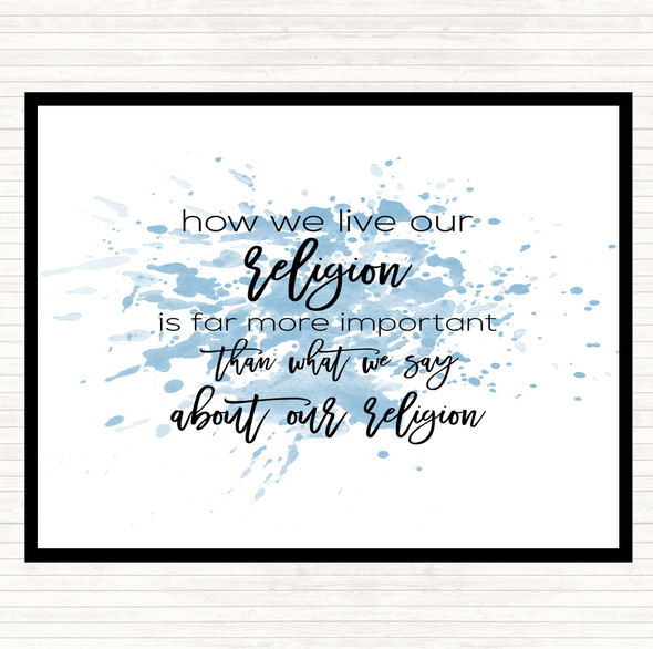 Blue White How We Live Inspirational Quote Mouse Mat Pad