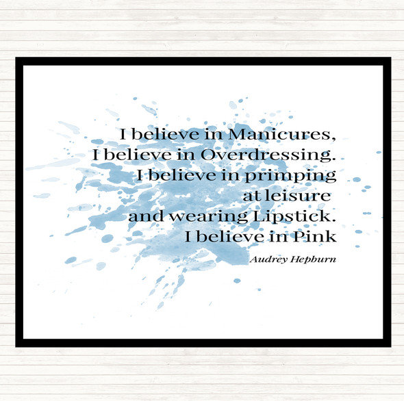 Blue White Audrey Hepburn Manicures Inspirational Quote Dinner Table Placemat