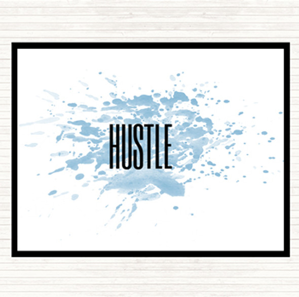 Blue White Hustle Inspirational Quote Mouse Mat Pad