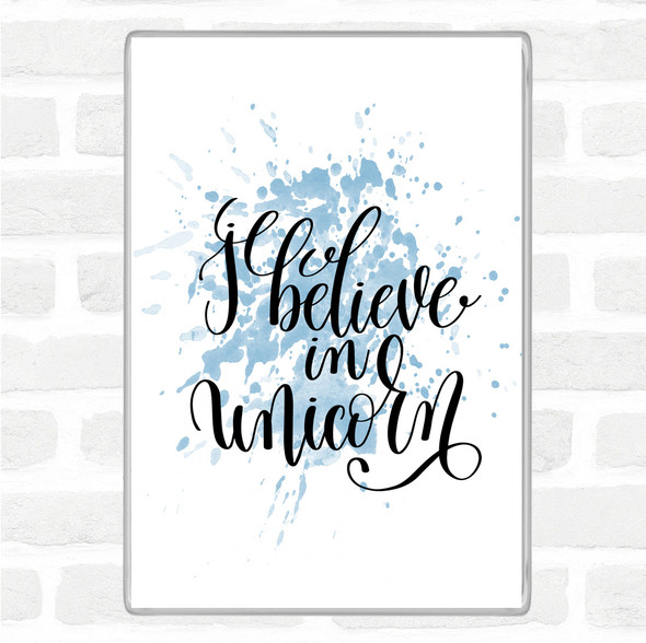 Blue White I Believe In Unicorn Inspirational Quote Jumbo Fridge Magnet