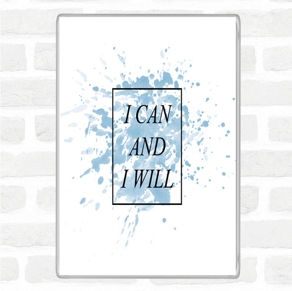 Blue White I Can Inspirational Quote Jumbo Fridge Magnet