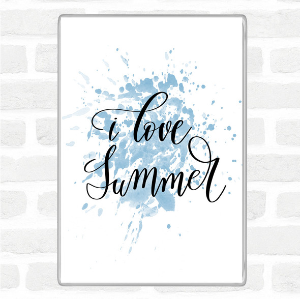 Blue White I Love Summer Inspirational Quote Jumbo Fridge Magnet