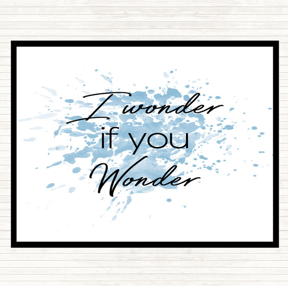 Blue White I Wonder If You Wonder Inspirational Quote Mouse Mat Pad