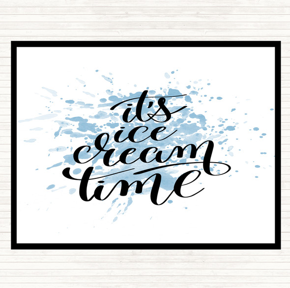 Blue White Ice Cream Time Inspirational Quote Mouse Mat Pad