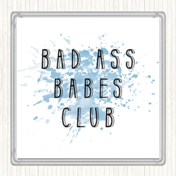 Blue White Babes Club Inspirational Quote Drinks Mat Coaster