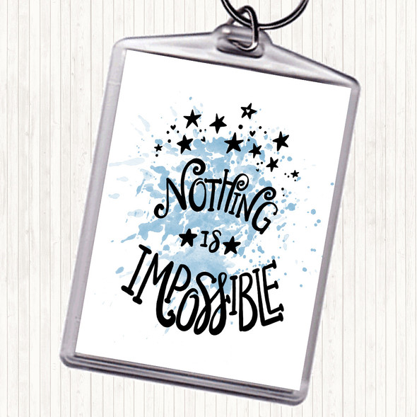 Blue White Impossible Unicorn Inspirational Quote Bag Tag Keychain Keyring