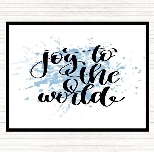 Blue White Joy To The World Inspirational Quote Mouse Mat Pad