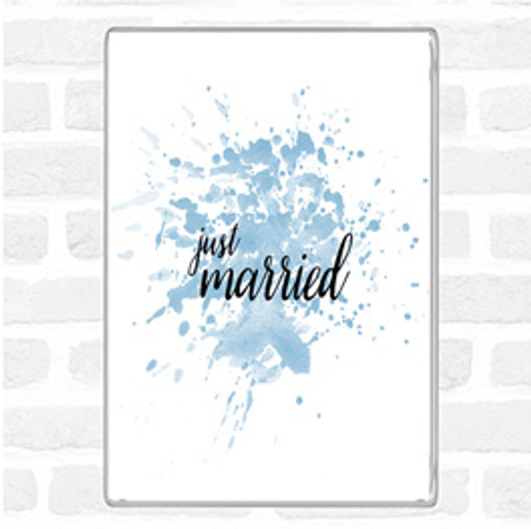 Blue White Just Married Inspirational Quote Jumbo Fridge Magnet