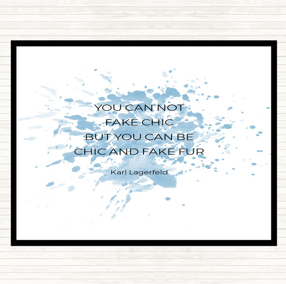 Blue White Karl Fake Fur Inspirational Quote Dinner Table Placemat