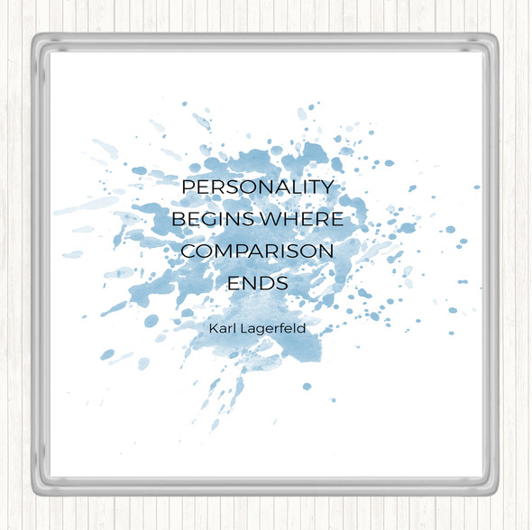 Blue White Karl Personality Inspirational Quote Drinks Mat Coaster